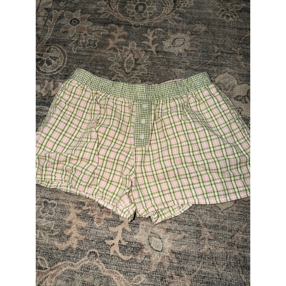 Pacsun Beverly & Beck Pink Green Plaid Boxer Shorts